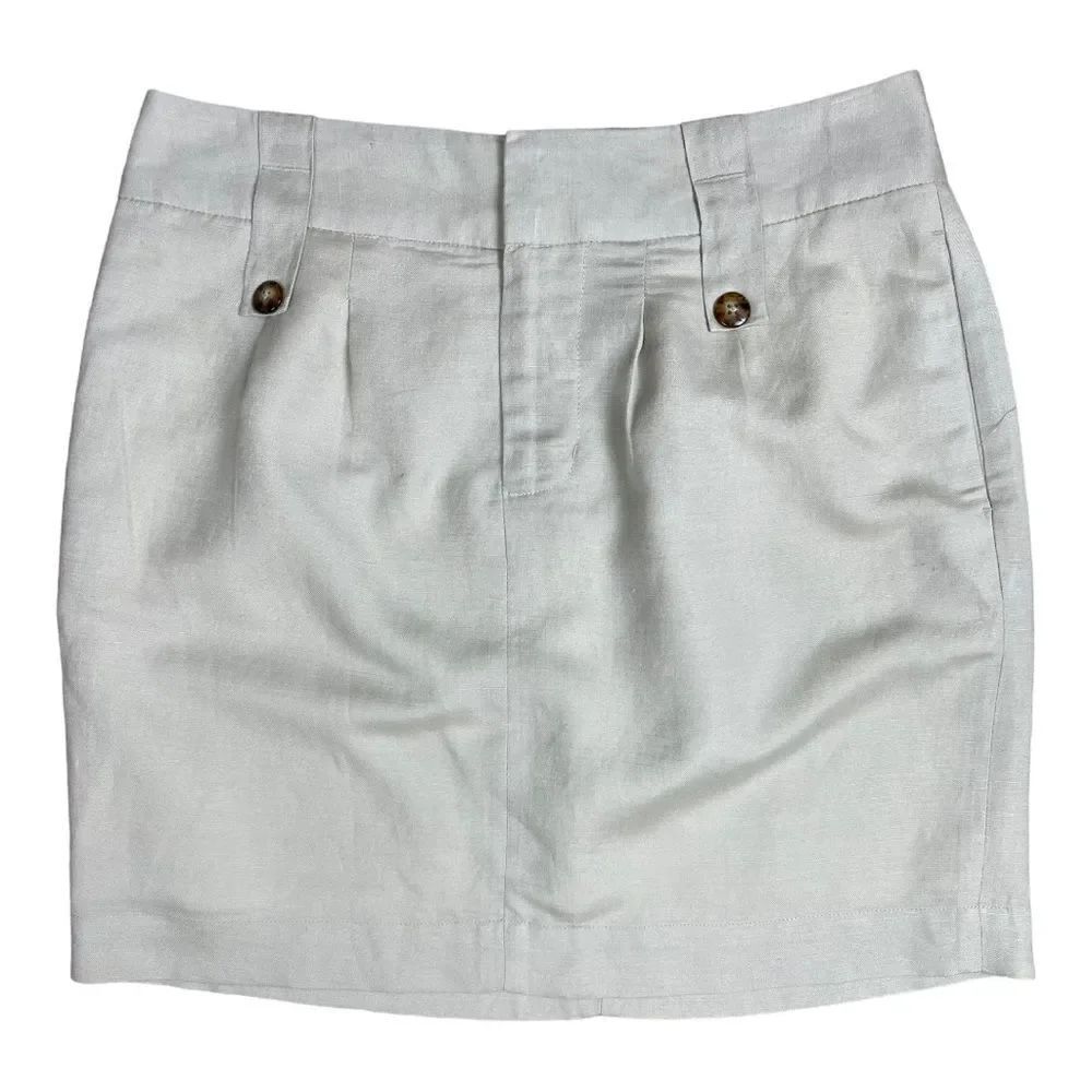 Banana Republic Factory Skirt Womens Size 6 Linen Pencil Business Zip Rayon EUC
